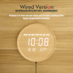 Smart Sensor Digital Wood Wall Clock, Round Wall & Desktop Clock with Easel Stand