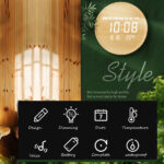 Smart Sensor Digital Wood Wall Clock, Round Wall & Desktop Clock with Easel Stand